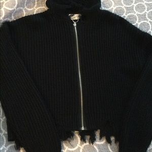 Planet Gold Black Fringe Sweater